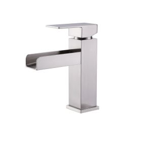 Single Handle Bathroom Faucets - Single Hole Bathroom Vessel Faucet for Sink 1 Hole, Waterfalll Bathroom Vessel Sink Faucets (Color: Nickel)